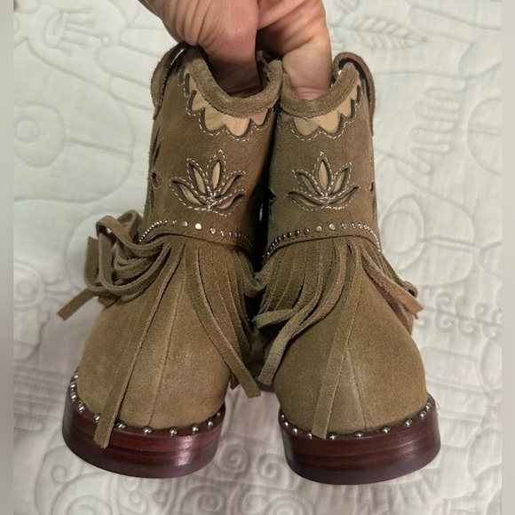 NEW Ash Leather Paquito Sandals Sz EU 38 US 8 ANTILOPE/SKIN Western Fringe - Picture 8 of 13